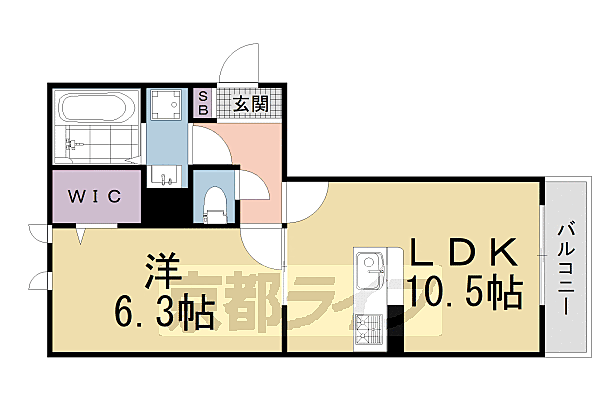 京都府京都市伏見区竹田内畑町(賃貸アパート1LDK・1階・42.77㎡)の写真 その2