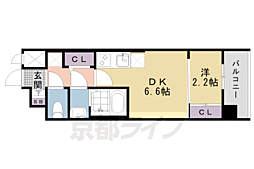 ソルテラス京都西大路　郁 701 7階1DKの間取り