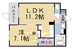 シャルマン唐橋南 1LDKの間取図画像