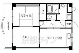 第二グレース安田 2DKの間取図画像
