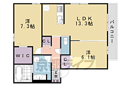 アビタシオン桂川 2LDKの間取図画像