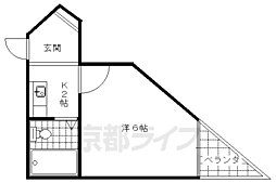 ルミエール東代 1Kの間取図画像