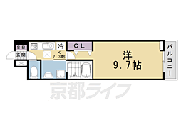 オーサム ヴィレッジ 京都桂 1Kの間取図画像