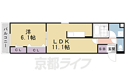 D-ROOM西大路九条 1LDKの間取図画像