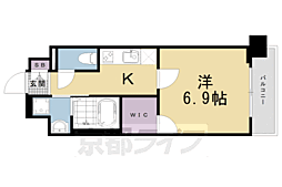 プラシード京都 1Kの間取図画像