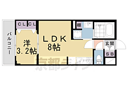 ソルテラス京都東寺HOMARE 1LDKの間取図画像