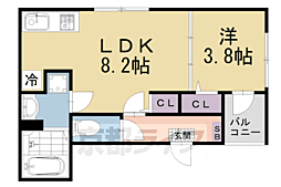 ハーモニーテラス深草仙石屋敷町 1LDKの間取図画像