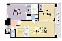 CRYSTALGLANZ京都西大路 2LDKの間取図画像