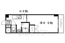 オードヴィー槇島 1Kの間取図画像