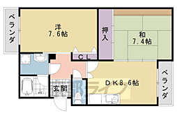 N-ソシア21 2DKの間取図画像
