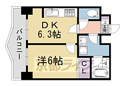 四条大宮シャトー朝日 1DKの間取図画像
