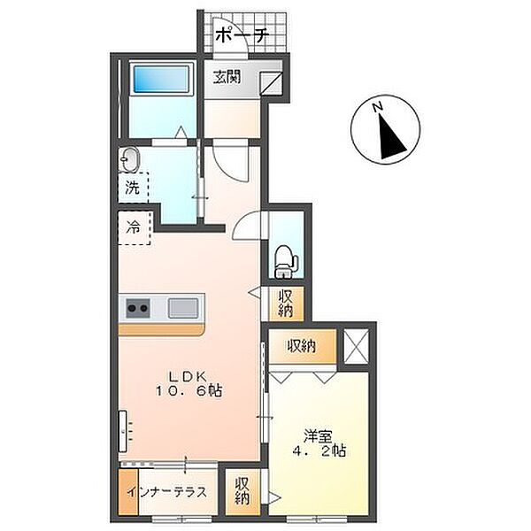 ハッピークローバーI 102｜茨城県取手市本郷3丁目(賃貸アパート1LDK・1階・42.15㎡)の写真 その2