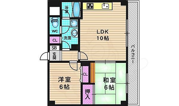 京都府京都市西京区大枝沓掛町(賃貸マンション2LDK・4階・48.00㎡)の写真 その2