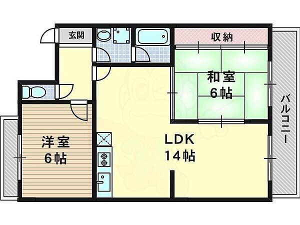 シャンポール蘭 ｜京都府京都市西京区山田南山田町(賃貸マンション2LDK・2階・55.53㎡)の写真 その2