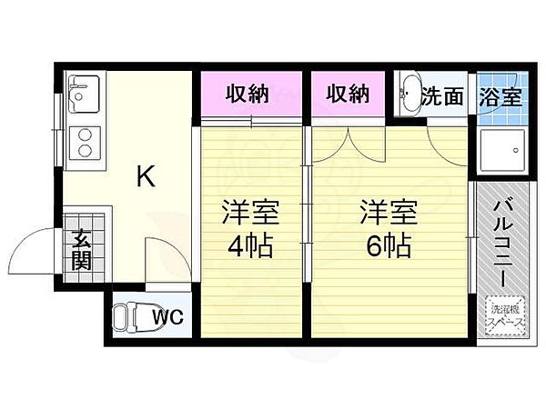 サンコーポヒロタ ｜京都府京都市右京区西京極郡町(賃貸マンション2K・3階・30.26㎡)の写真 その2