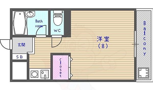 CASA　UEDA ｜京都府長岡京市友岡１丁目(賃貸アパート1K・4階・22.68㎡)の写真 その2