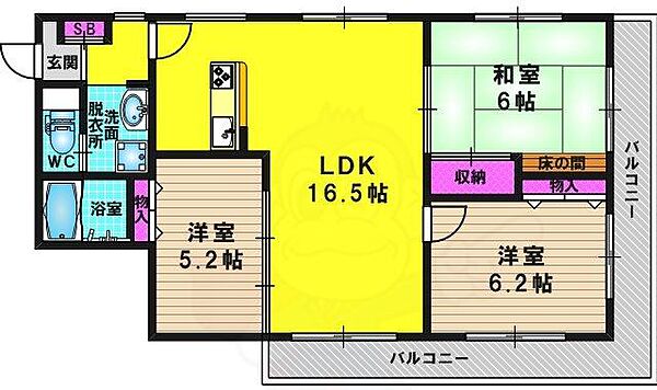 メゾンド・うぐいす台 ｜京都府長岡京市今里新池(賃貸マンション3LDK・1階・72.48㎡)の写真 その2