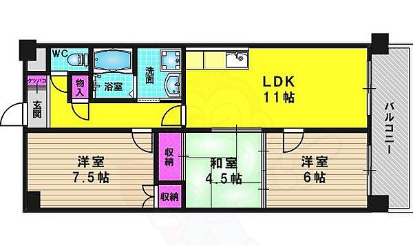 アグラード長岡京 ｜京都府長岡京市開田４丁目(賃貸マンション3LDK・1階・65.01㎡)の写真 その2