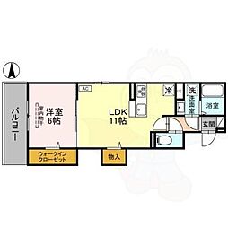 （仮称）D-room西京極殿田町PJ C棟 3階1LDKの間取り