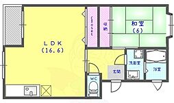 シャトーおさんだ 1LDKの間取図画像