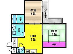 ロイヤルむらかみ 2DKの間取図画像
