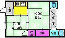 第一日ノ出荘 2Kの間取図画像