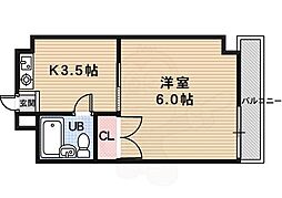 ラビットハイツ 1Kの間取図画像