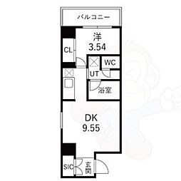 LW京都桜邸 1DKの間取図画像