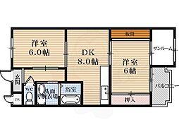 メゾン西寿 2LDKの間取図画像