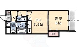 デュ四条 1DKの間取図画像