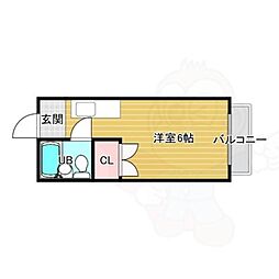 コーポゆたか ワンルームの間取図画像