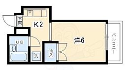 シャンボール今出川 1Kの間取図画像