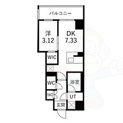 LW京都桜邸 1DKの間取図画像