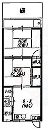 弥栄マンション1 2Kの間取図画像