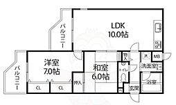 グランピーノ伏見桃山 2LDKの間取図画像