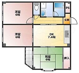ハイツリー・フラット 2DKの間取図画像