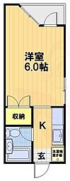 アブニールK 1Kの間取図画像