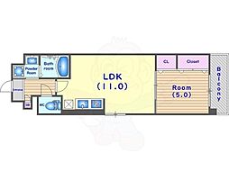ブライト西大路 1LDKの間取図画像