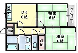 シェモア桂 2DKの間取図画像