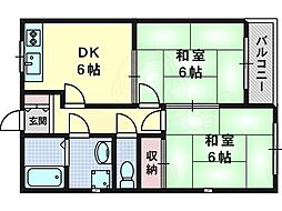 シェモア桂 2DKの間取図画像