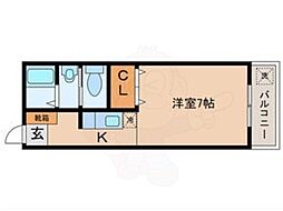 ユニメント桂 1Kの間取図画像