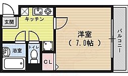 ポルトボヌール 1Kの間取図画像