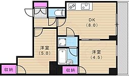 アビロードハウス 2DKの間取図画像