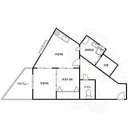 堀川シティハイツ 2LDKの間取図画像