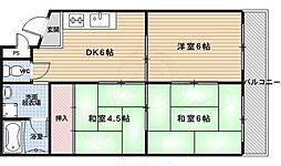 足立ハイツ太秦 3DKの間取図画像