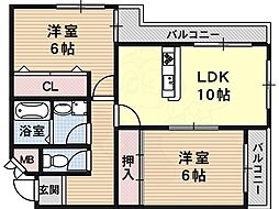 メゾン・プルミエール桂 2LDKの間取図画像