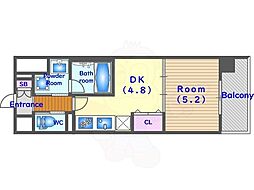 ASVER京都四条西院 1DKの間取図画像