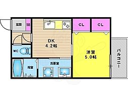 メリア桂東 1DKの間取図画像