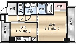 ピュアコート五条 1DKの間取図画像