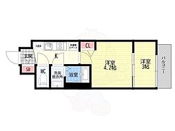 エンゼルプラザ京都太秦 1DKの間取図画像